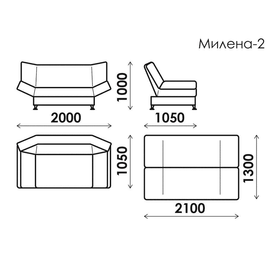 Диван Милена-2 200x105 см - изображение №4